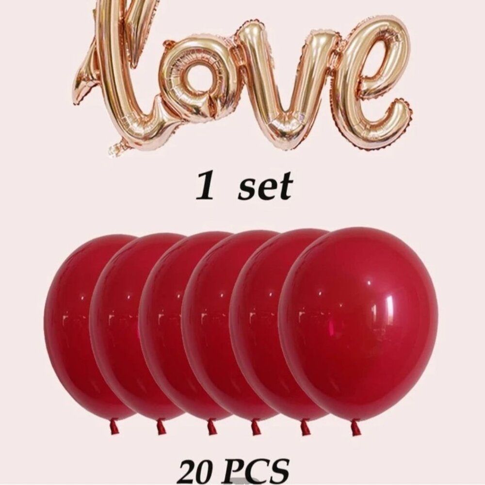 Valentine's day‎ decoration bundle 21 pcs love shaped ballon set love new